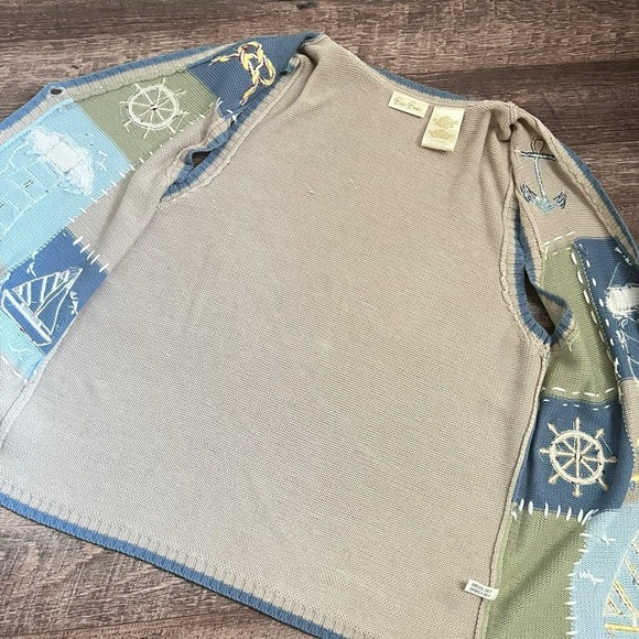 Bobbie Brooks Vintage Sailboat Button Up Granny Sweater Knitted Vest Nautical - Picture 5 of 8